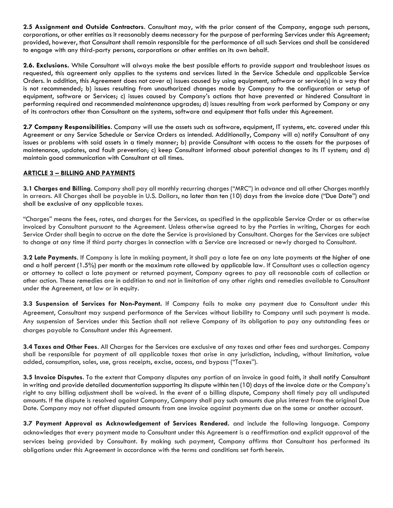 Master Service Agreement, page 3 of 11